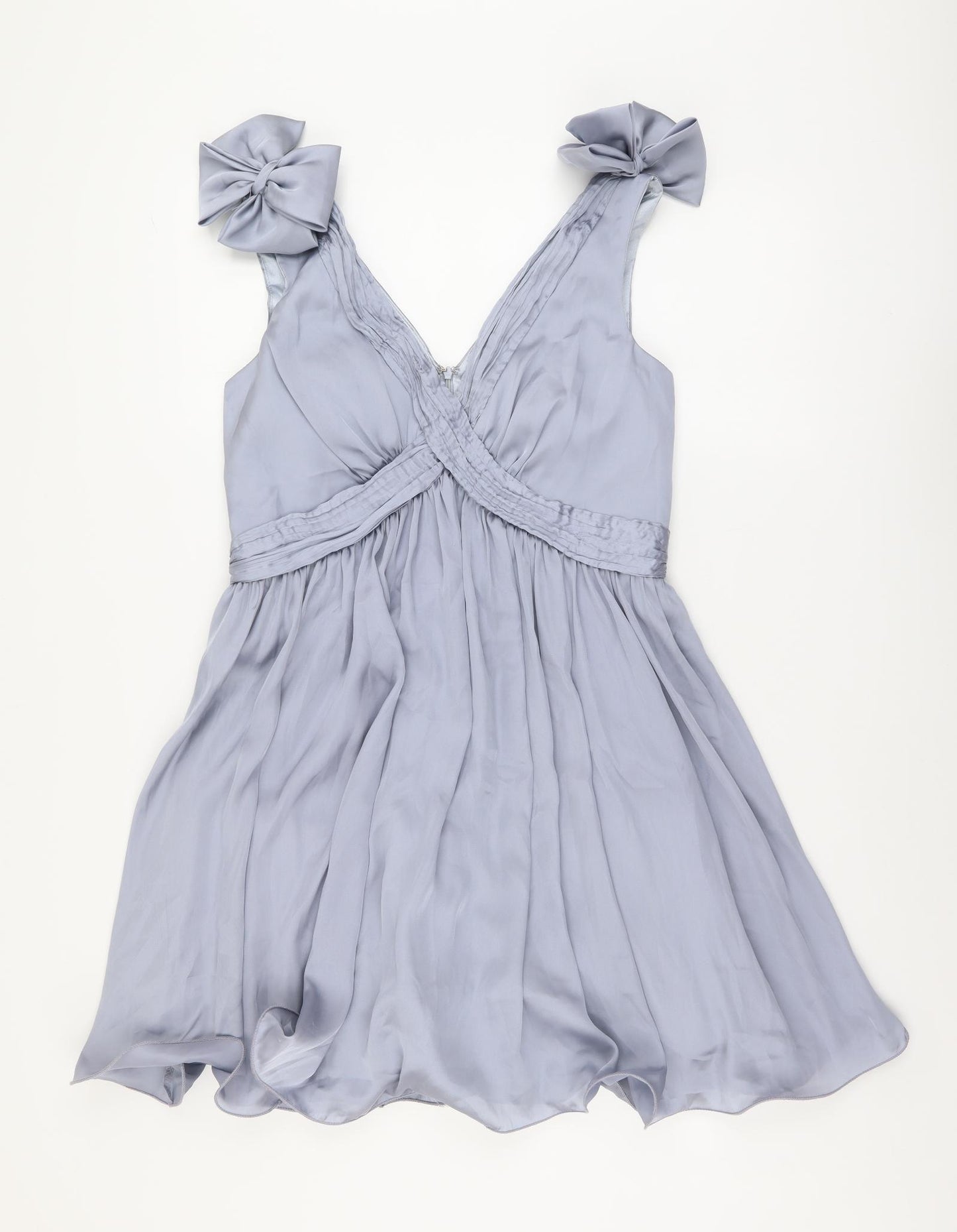 Bella Style Boutique Womens Blue Polyester Mini Size 14 V-Neck Zip