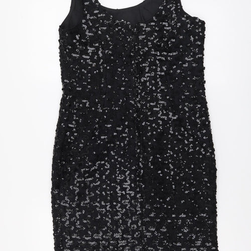 Opening Night Womens Black Polyester Tank Dress Size 8 Scoop Neck Zip