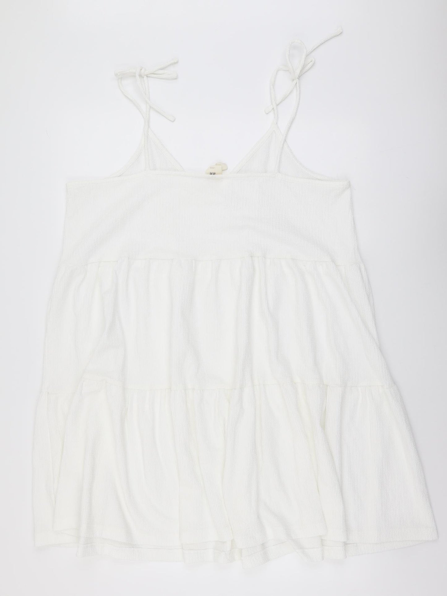 H&M Womens White Polyester Skater Dress Size L Scoop Neck Pullover