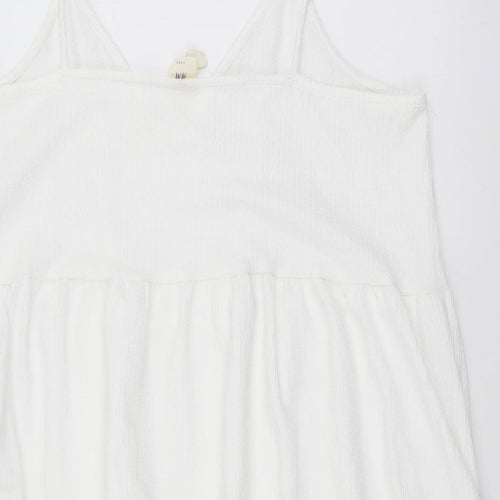 H&M Womens White Polyester Skater Dress Size L Scoop Neck Pullover