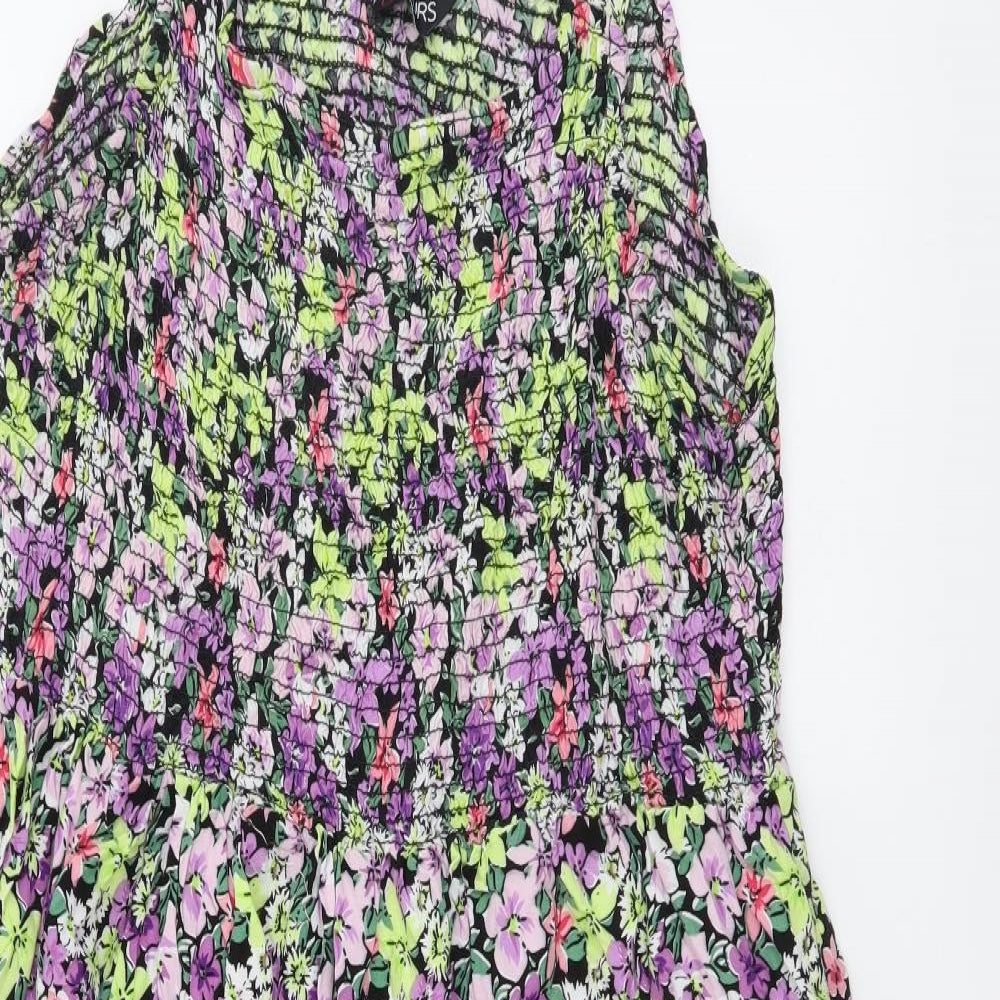 Yours Womens Multicoloured Floral Viscose A-Line Size 24 Square Neck Pullover - Shirred Top