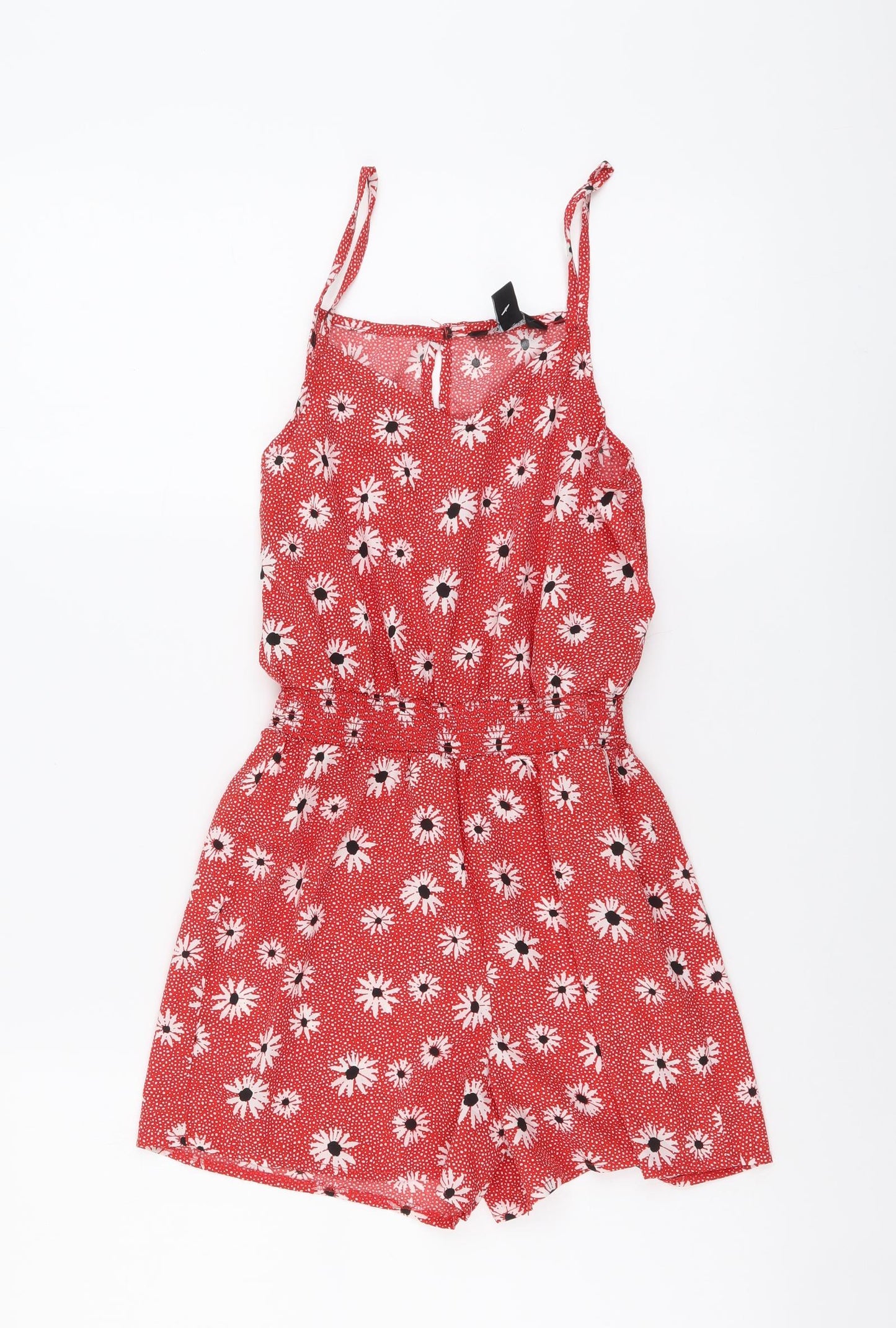 New Look Girls Red Floral Polyester Playsuit One-Piece Size 10 Years Pullover