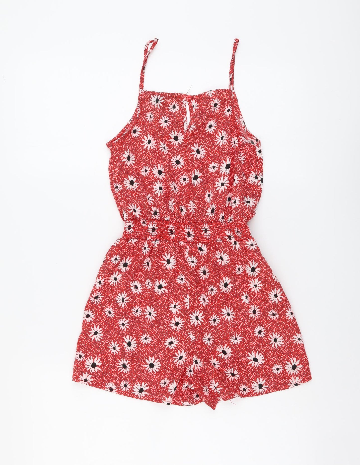 New Look Girls Red Floral Polyester Playsuit One-Piece Size 10 Years Pullover