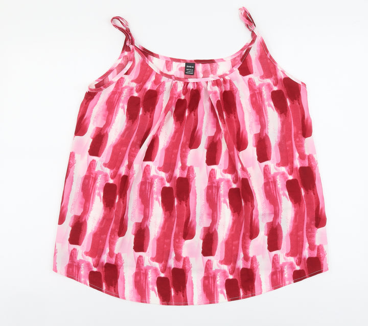 SheIn Womens Pink Geometric Polyester Basic Tank Size L Round Neck