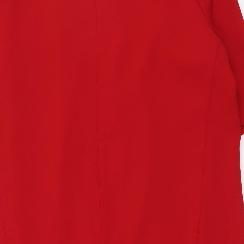 Marks and Spencer Womens Red Polyester Shift Size 14 Round Neck