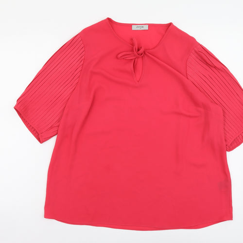 Soon Womens Pink Polyester Basic Blouse Size 16 V-Neck - Pleated Sleeves