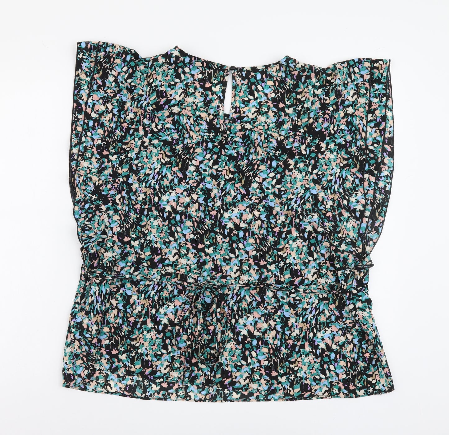 Peacocks Womens Multicoloured Geometric Viscose Basic Blouse Size 20 Round Neck