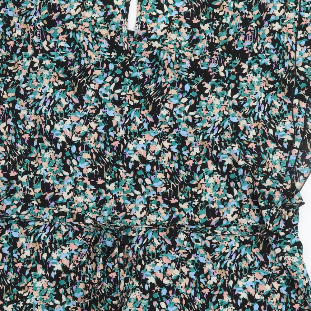 Peacocks Womens Multicoloured Geometric Viscose Basic Blouse Size 20 Round Neck