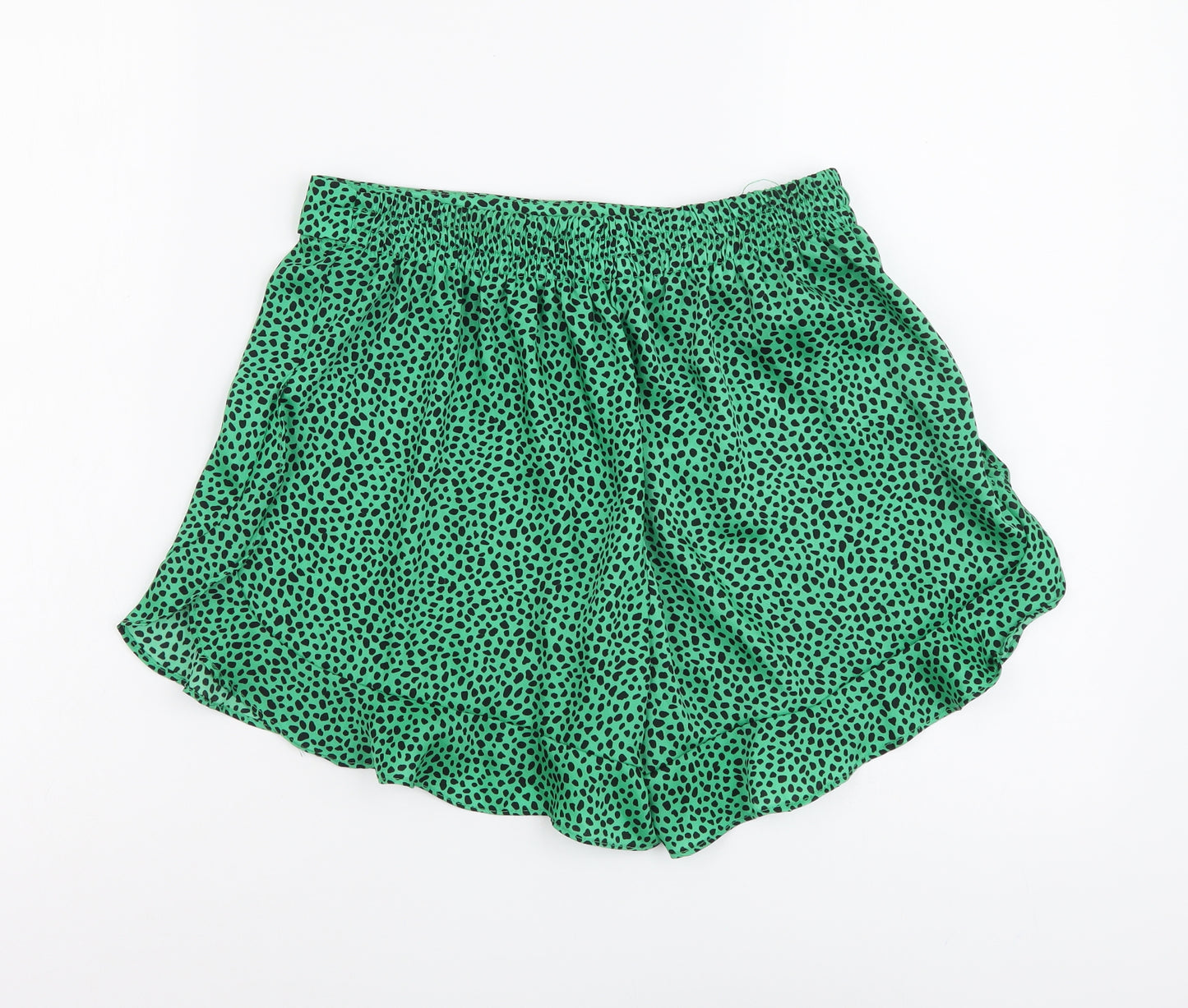 River Island Womens Green Animal Print Polyester Bermuda Shorts Size 10 L3 in Regular