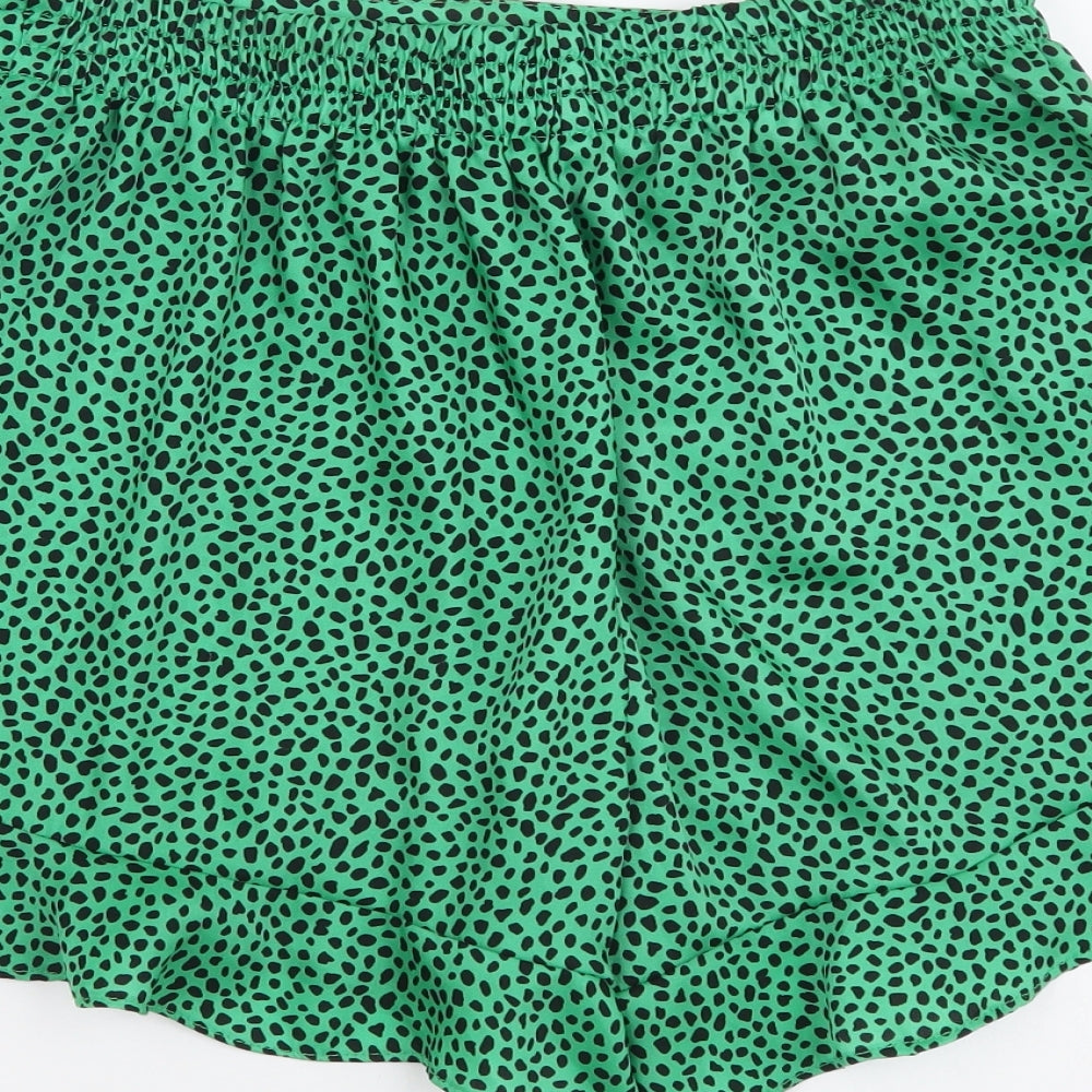 River Island Womens Green Animal Print Polyester Bermuda Shorts Size 10 L3 in Regular