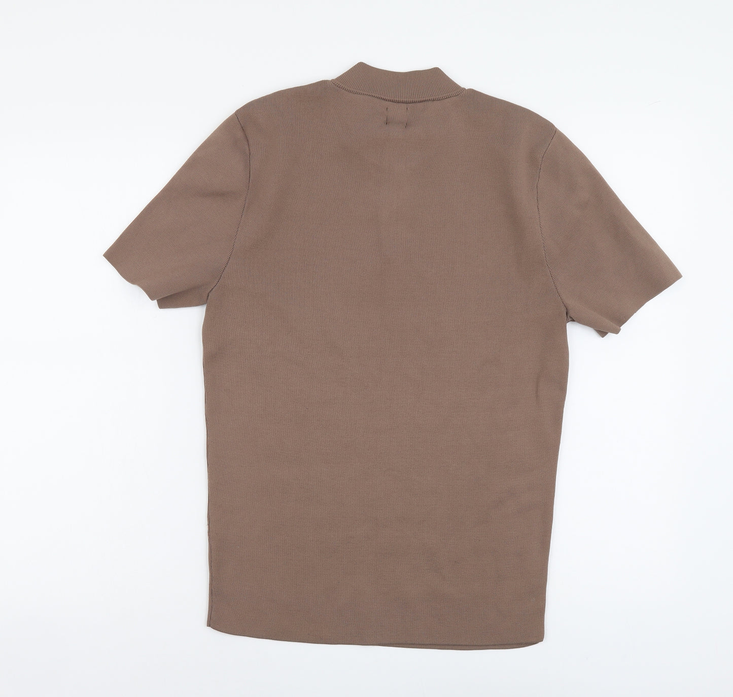 River Island Womens Beige Polyester Basic T-Shirt Size M Round Neck