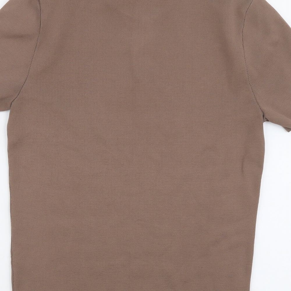 River Island Womens Beige Polyester Basic T-Shirt Size M Round Neck