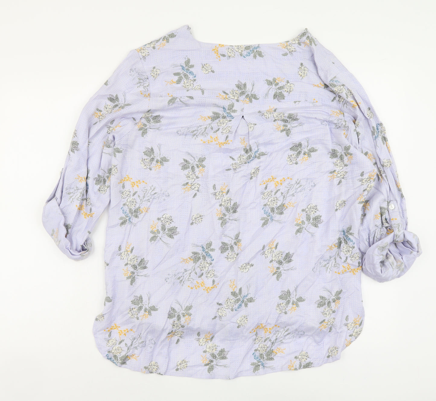 Maison De Nimes Womens Blue Geometric Viscose Basic Button-Up Size 18 V-Neck