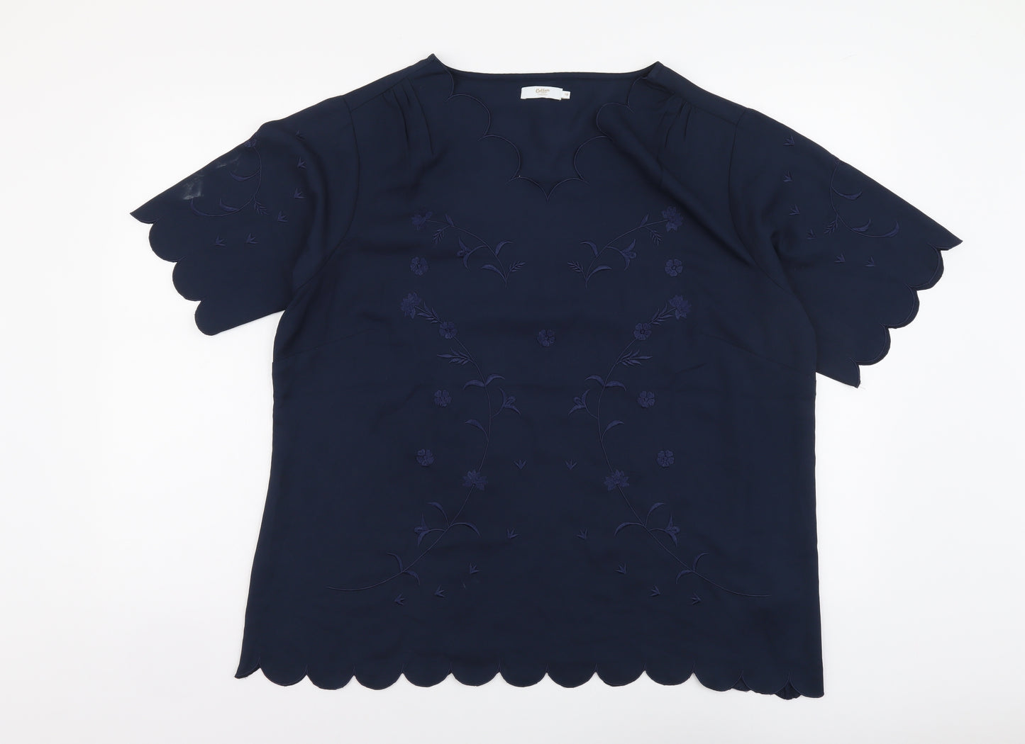 Cotton Traders Womens Blue Polyester Basic T-Shirt Size 18 V-Neck