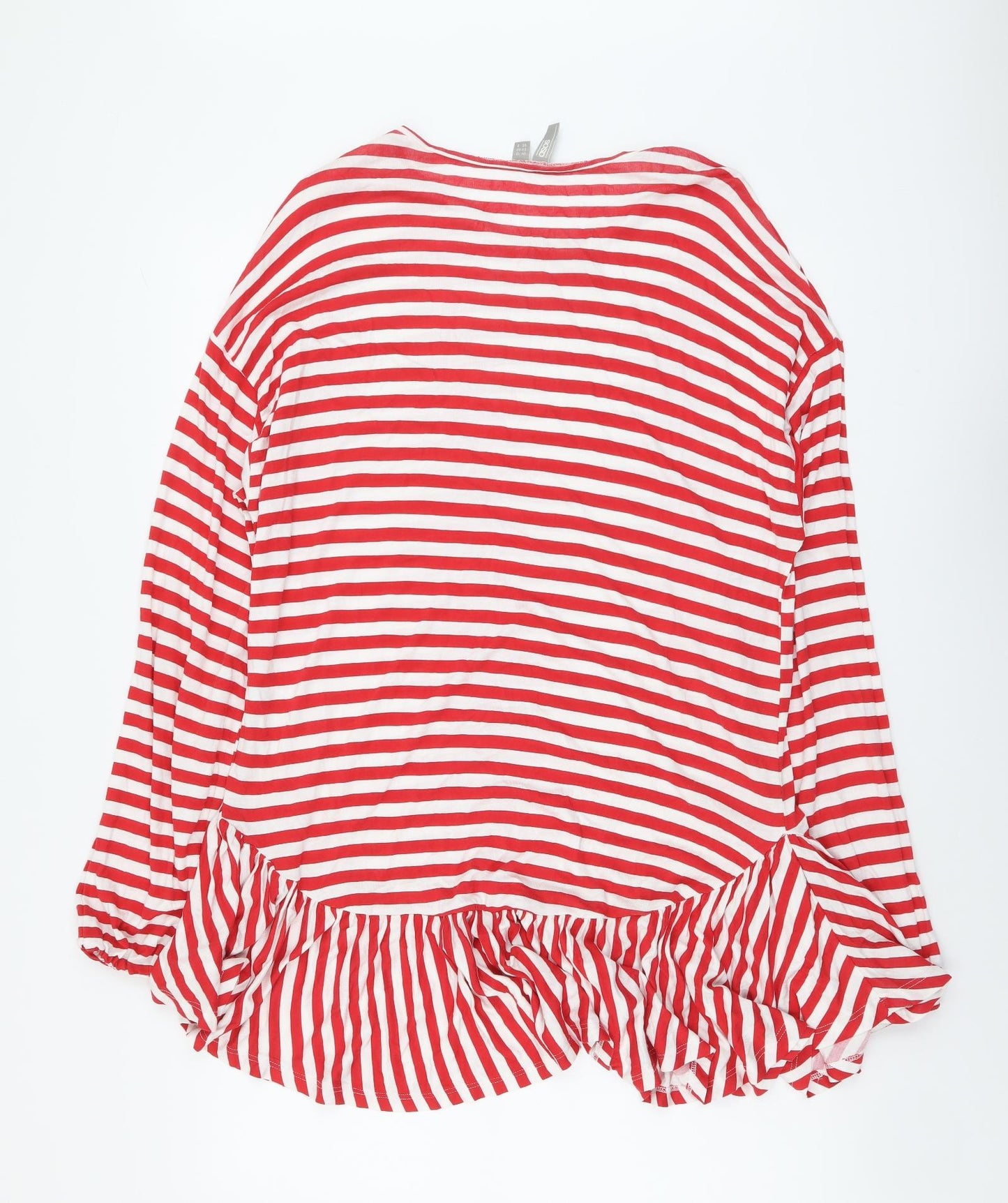ASOS Womens Red Striped Polyester Tunic T-Shirt Size 12 Round Neck
