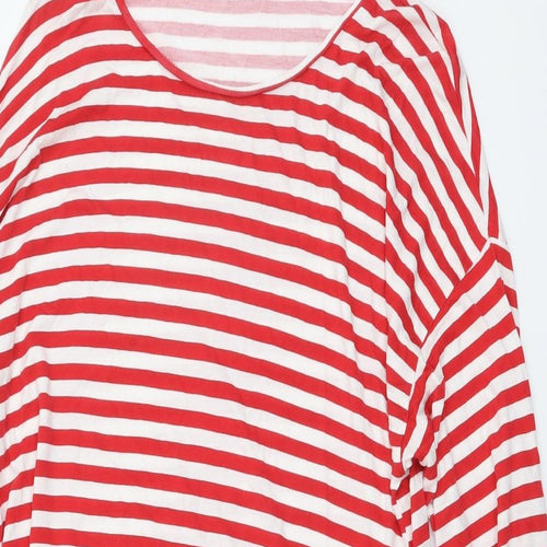 ASOS Womens Red Striped Polyester Tunic T-Shirt Size 12 Round Neck