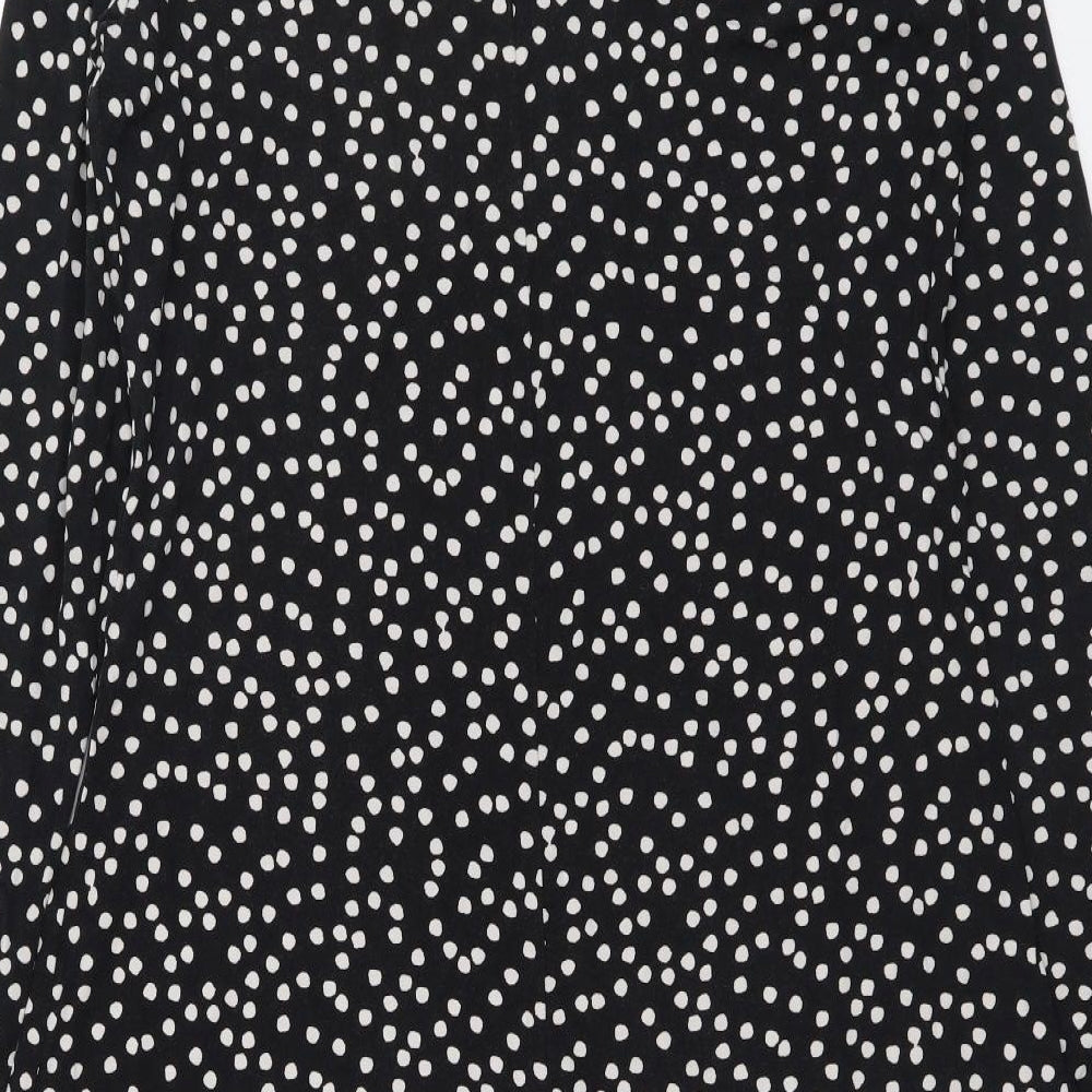 Marks and Spencer Womens Black Polka Dot Viscose A-Line Size 10 Round Neck Pullover