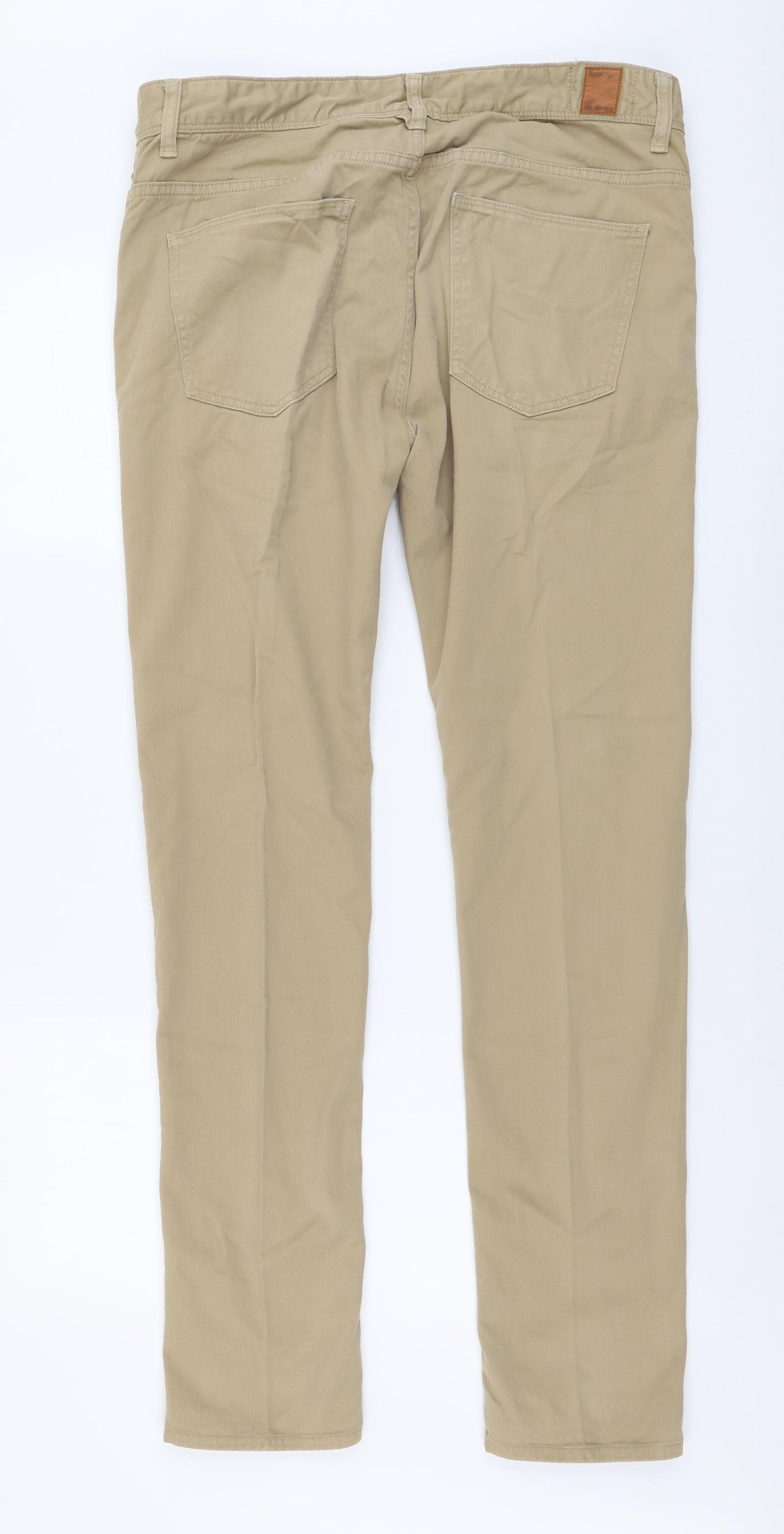 Zara Mens Beige Cotton Skinny Jeans Size 34 in L32 in Regular Button