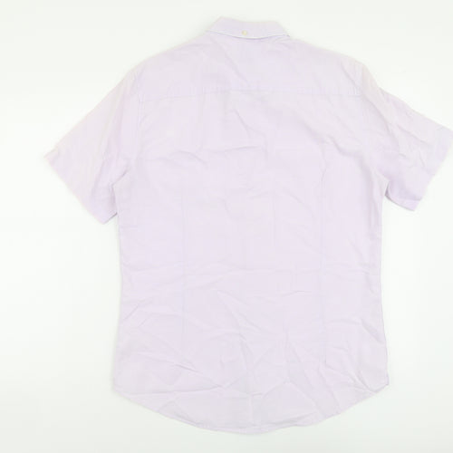 River Island Mens Purple Cotton Button-Up Size M Collared Button