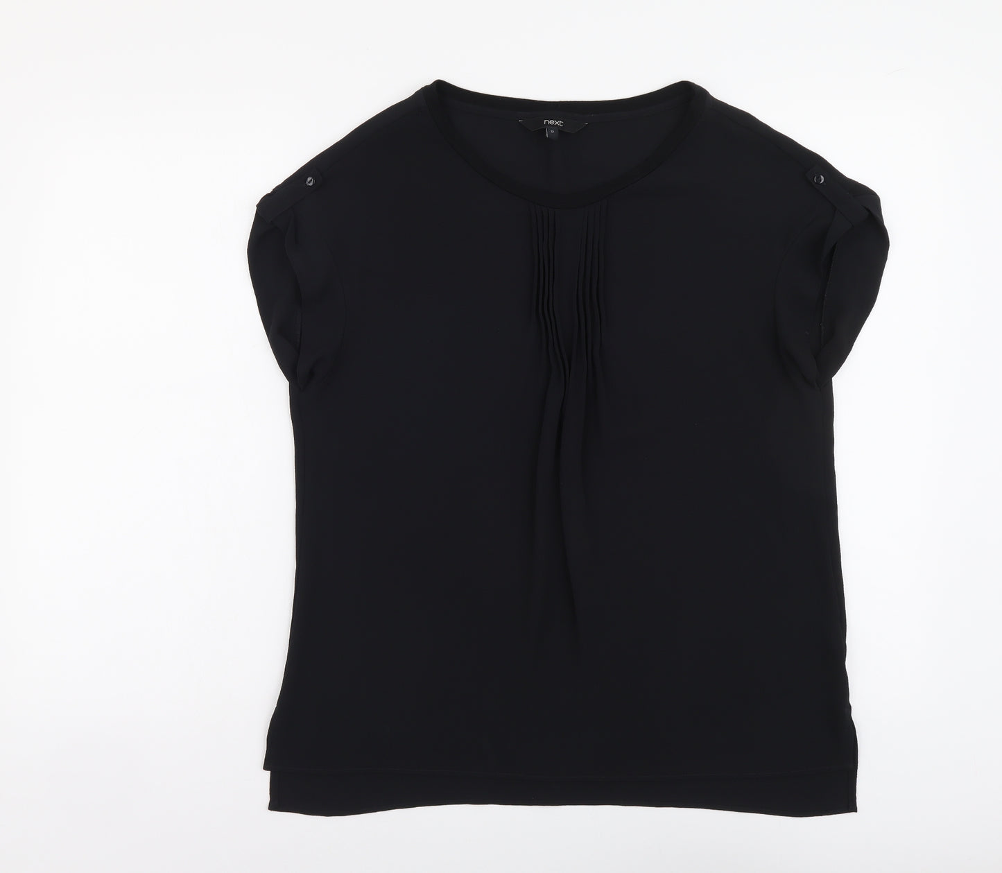 NEXT Womens Black Polyester Basic Blouse Size 12 Round Neck
