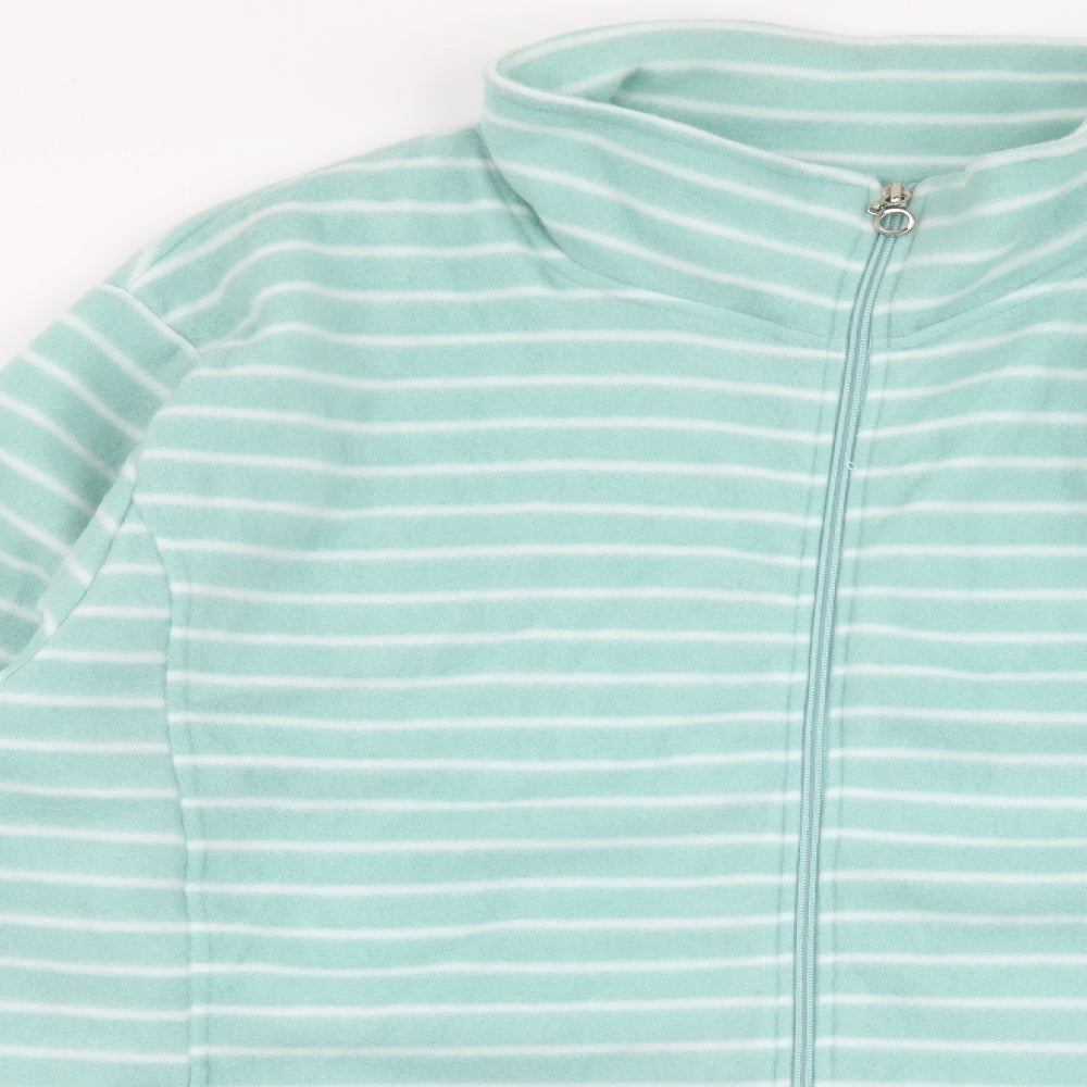 Anne De Lancay Womens Green Striped Jacket Size 2XL Zip