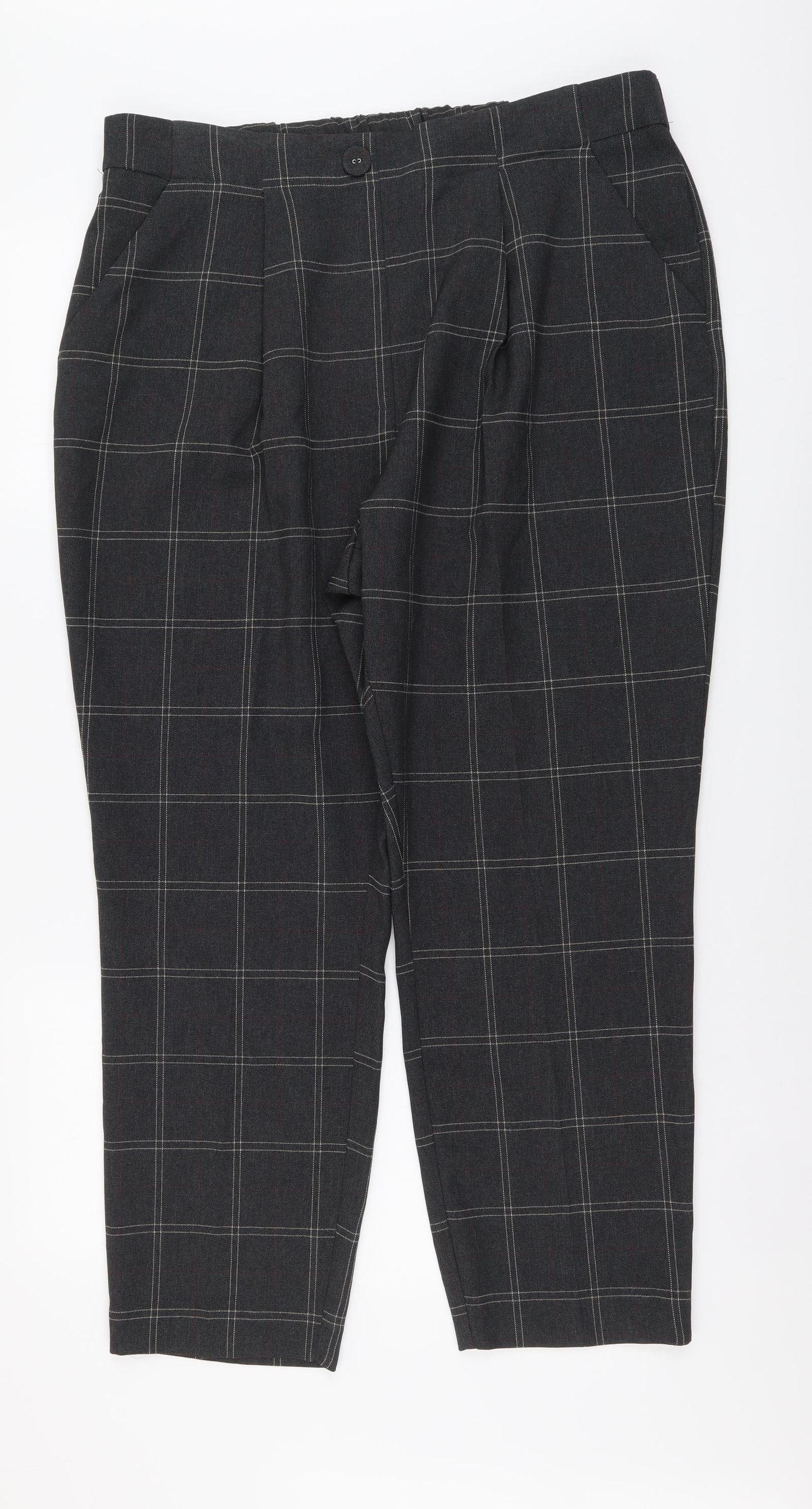 Primark Womens Green Geometric Polyester Trousers Size 18 L27 in Regular Button
