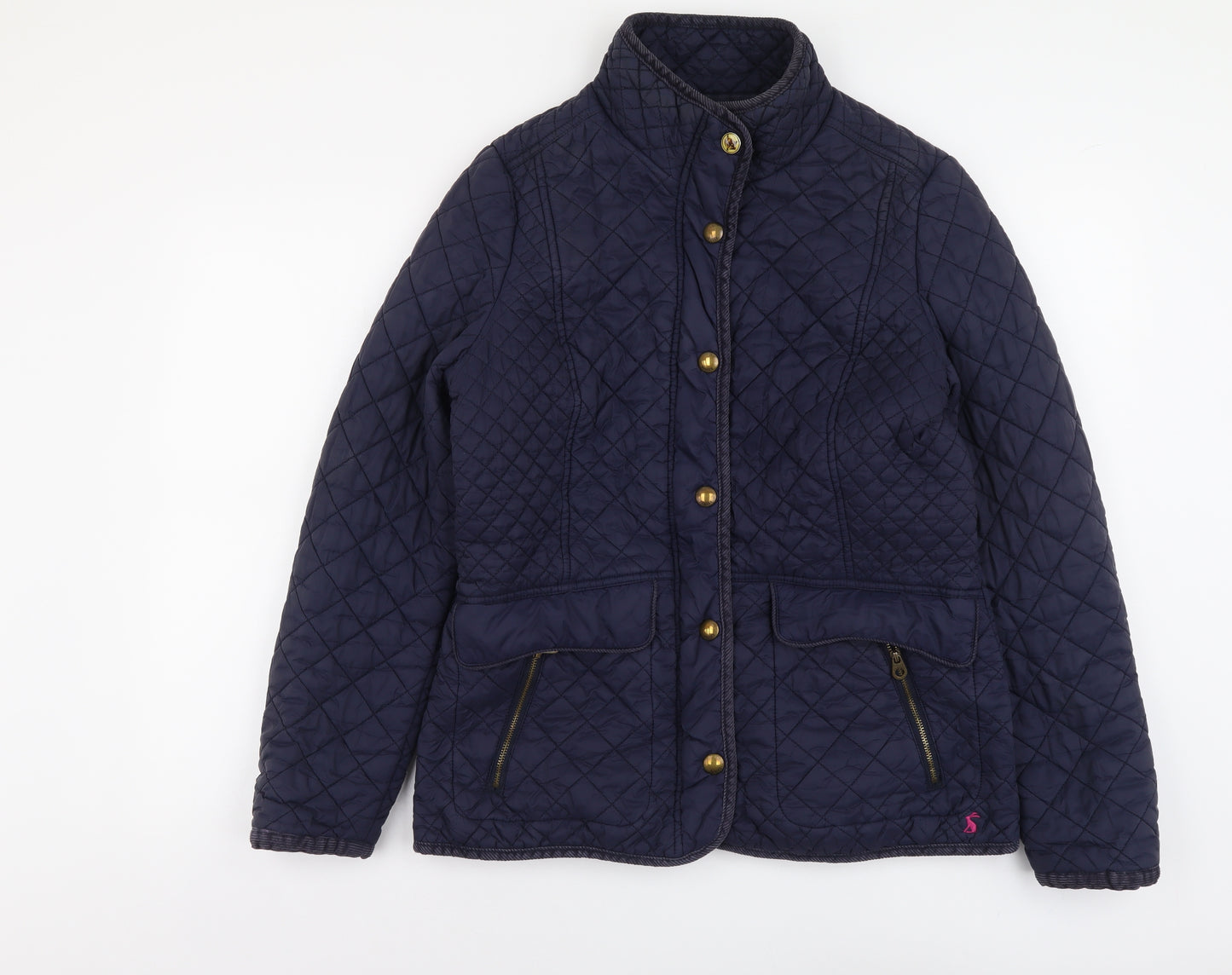 Joules Womens Blue Quilted Jacket Size 14 Zip