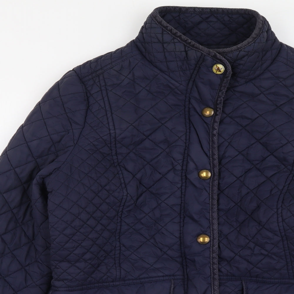 Joules Womens Blue Quilted Jacket Size 14 Zip