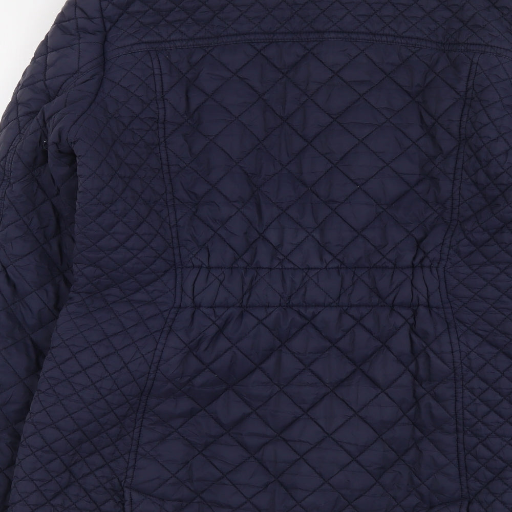 Joules Womens Blue Quilted Jacket Size 14 Zip