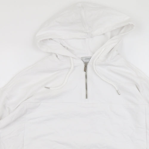 L'Couture Womens White Cotton Pullover Hoodie Size XS Zip