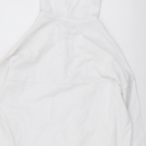 L'Couture Womens White Cotton Pullover Hoodie Size XS Zip