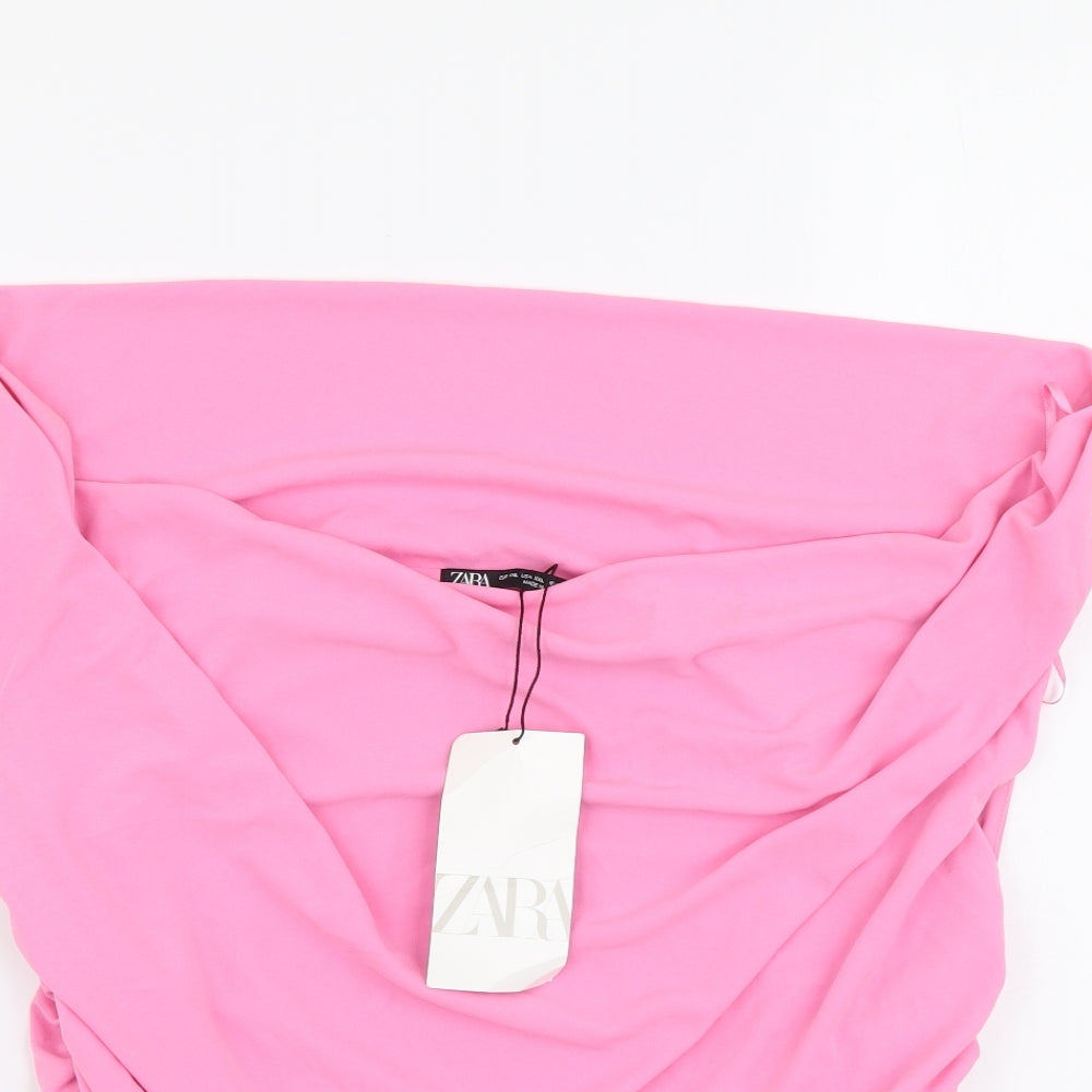 Zara Womens Pink Polyester Basic Tank Size 2XL Square Neck