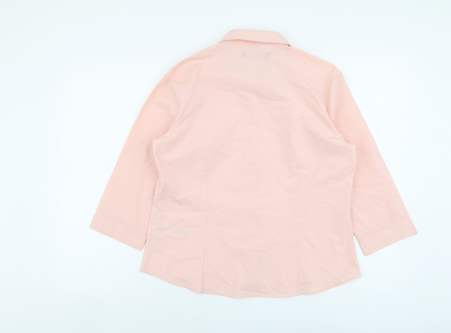 Marks and Spencer Womens Pink Cotton Basic Button-Up Size 14 Collared