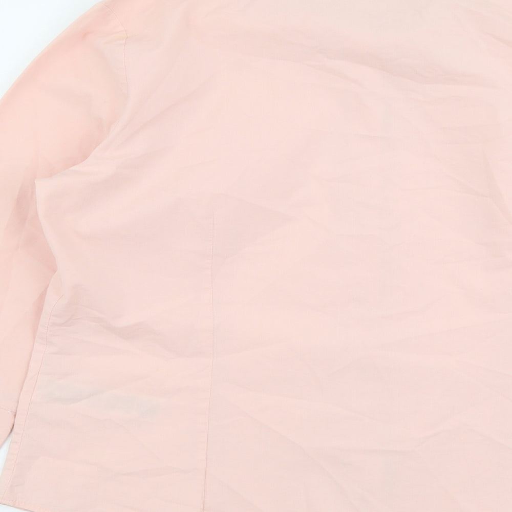 Marks and Spencer Womens Pink Cotton Basic Button-Up Size 14 Collared