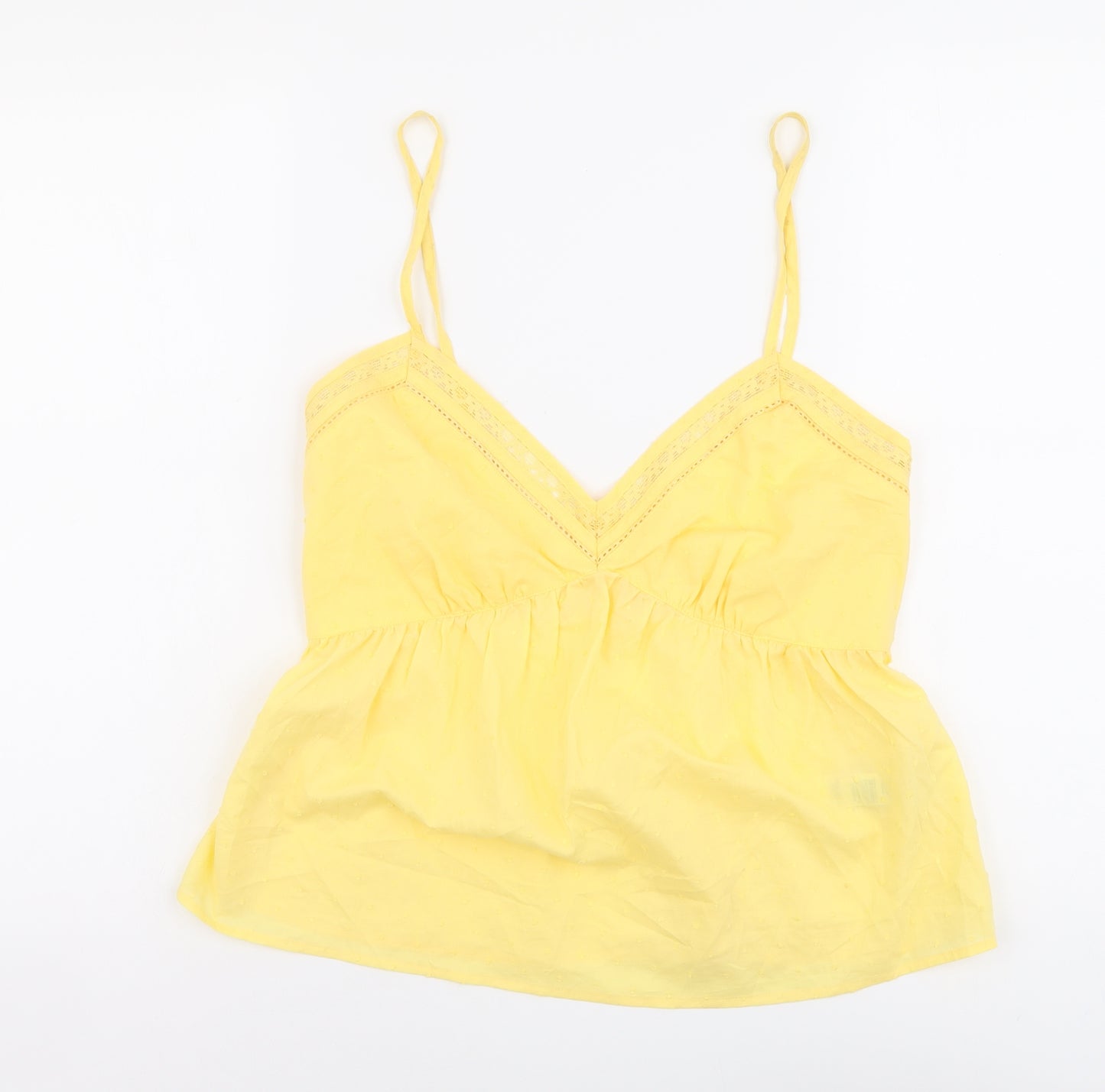 Marks and Spencer Womens Yellow Cotton Basic Tank Size 12 V-Neck
