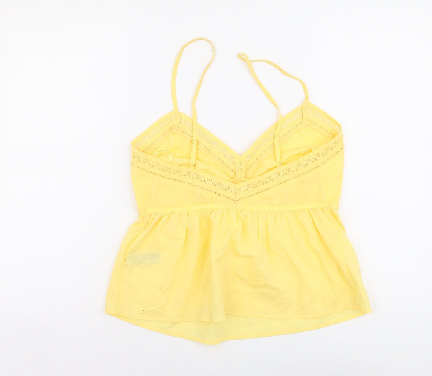 Marks and Spencer Womens Yellow Cotton Basic Tank Size 12 V-Neck