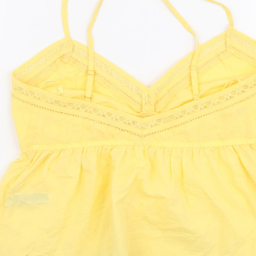 Marks and Spencer Womens Yellow Cotton Basic Tank Size 12 V-Neck