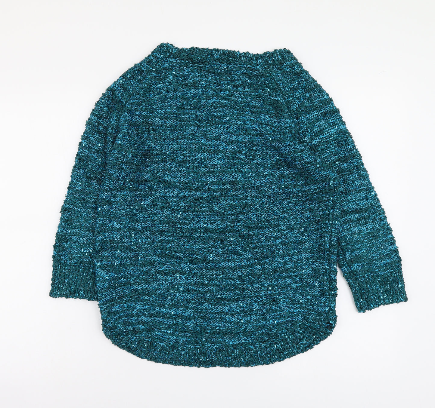 Bonmarché Womens Blue Round Neck Polyester Pullover Jumper Size S