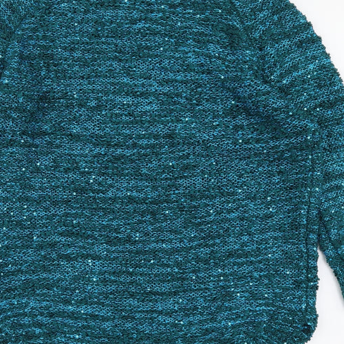 Bonmarché Womens Blue Round Neck Polyester Pullover Jumper Size S