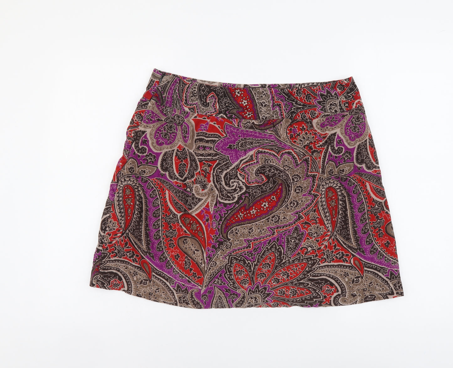 Monsoon Womens Multicoloured Geometric Cotton Mini Skirt Size 14 Zip