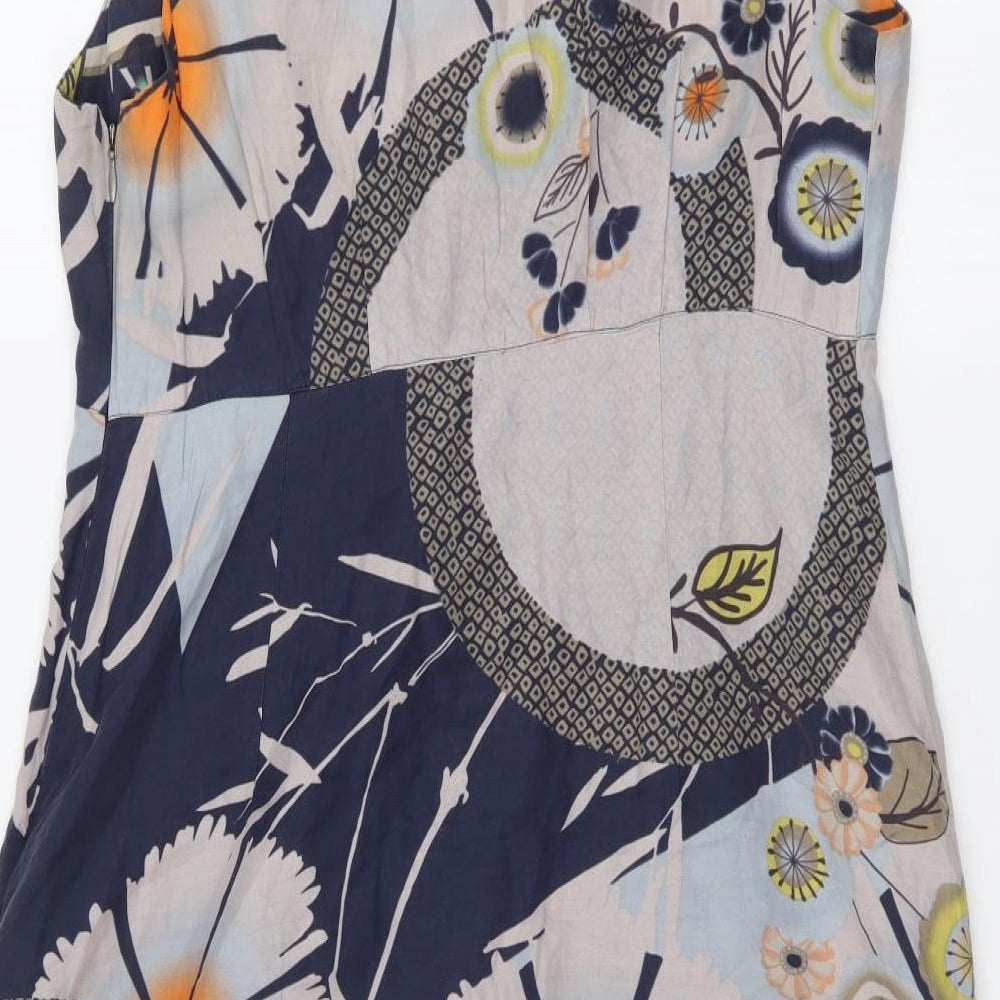 White Stuff Womens Multicoloured Geometric Cotton Shift Size 12 V-Neck Pullover