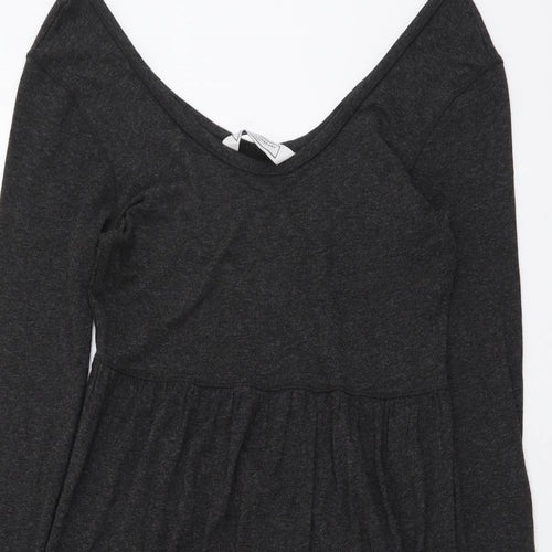 The White Company Womens Grey Viscose Mini Size S V-Neck Pullover