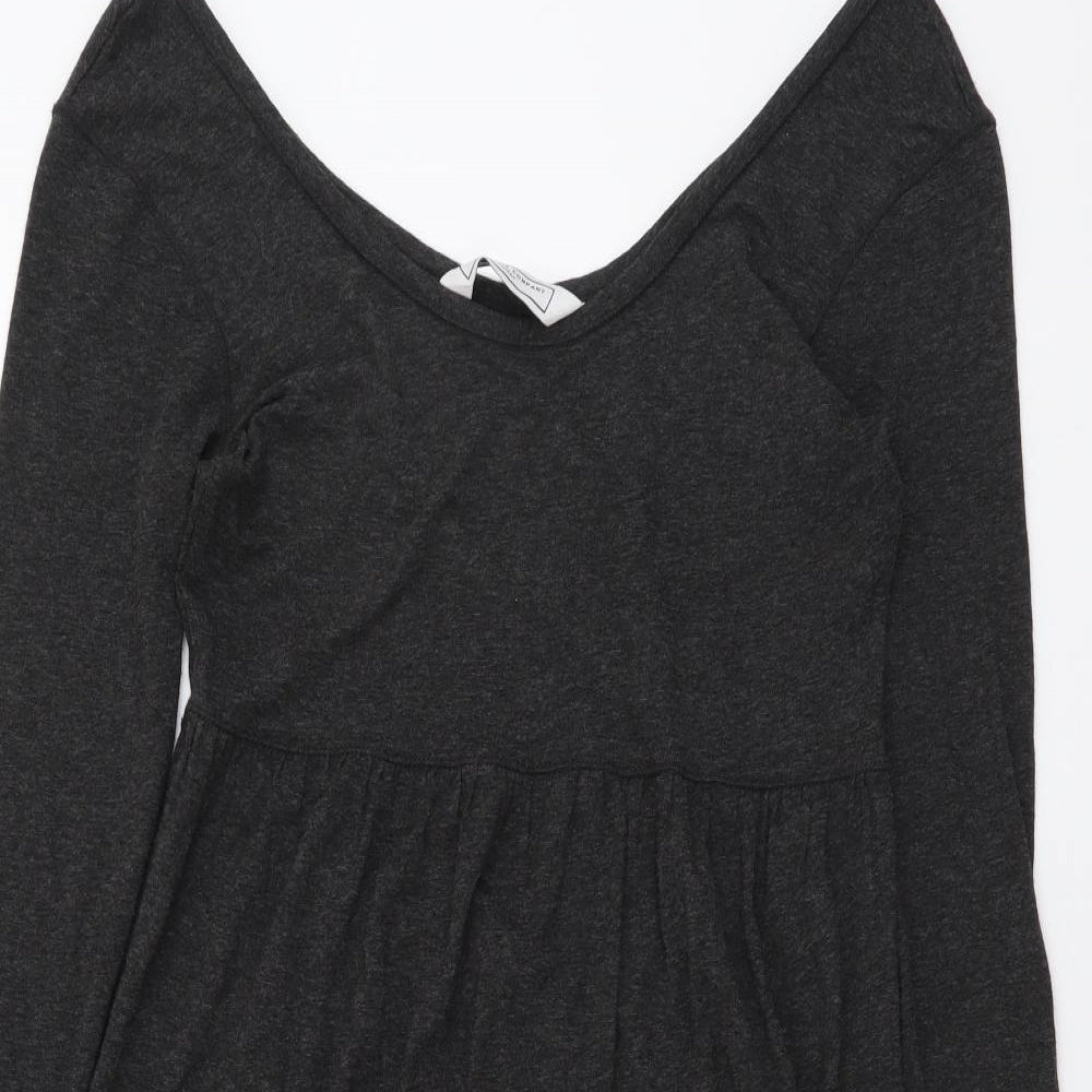 The White Company Womens Grey Viscose Mini Size S V-Neck Pullover