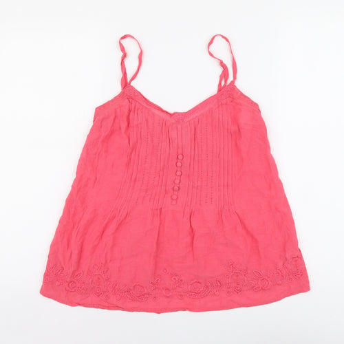 Monsoon Womens Pink Viscose Basic Tank Size 10 V-Neck