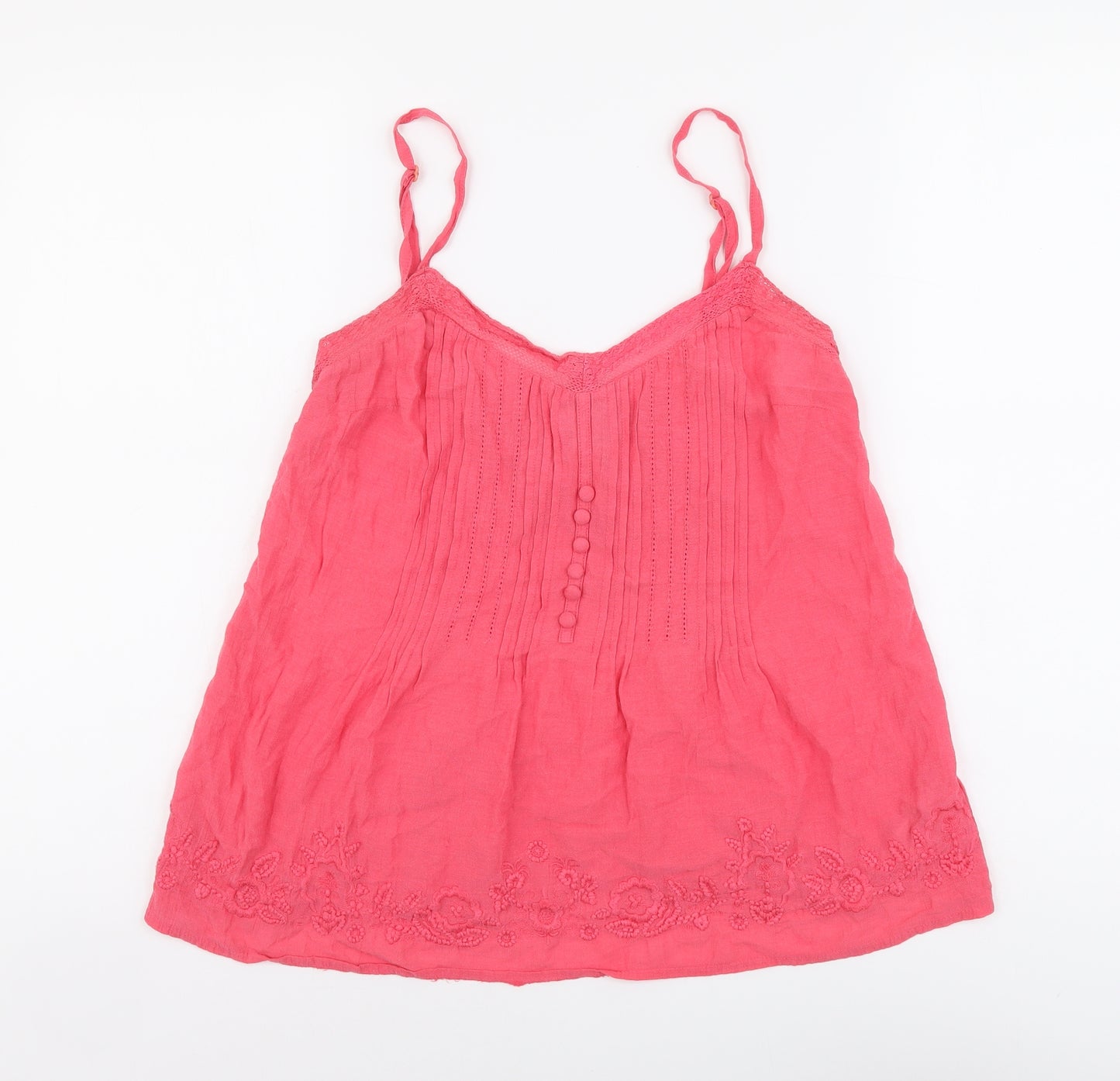 Monsoon Womens Pink Viscose Basic Tank Size 10 V-Neck