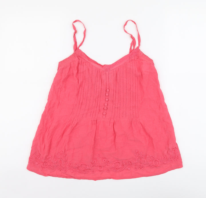 Monsoon Womens Pink Viscose Basic Tank Size 10 V-Neck