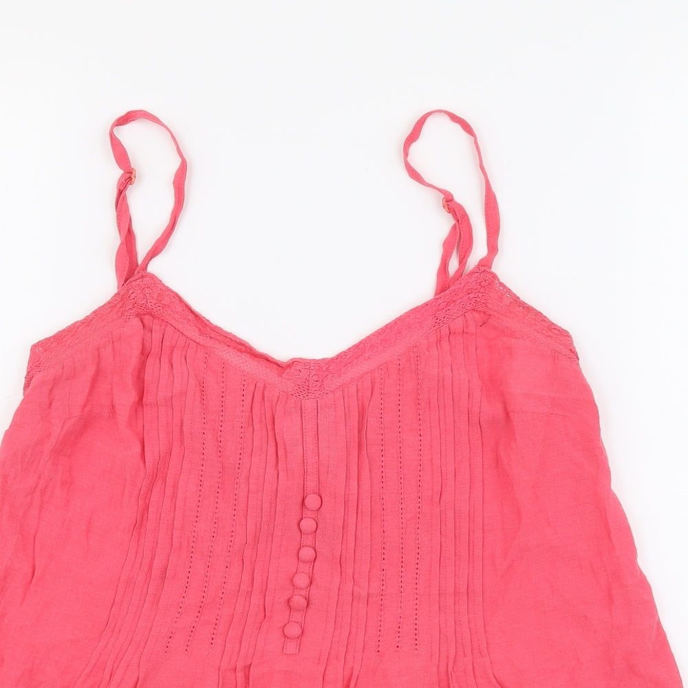 Monsoon Womens Pink Viscose Basic Tank Size 10 V-Neck