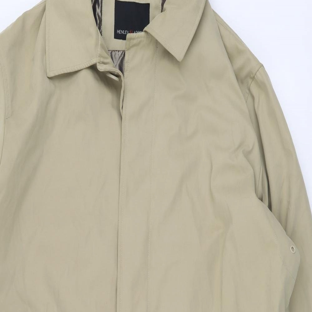 Henley & Knight Mens Beige Trench Coat Coat Size XL Button