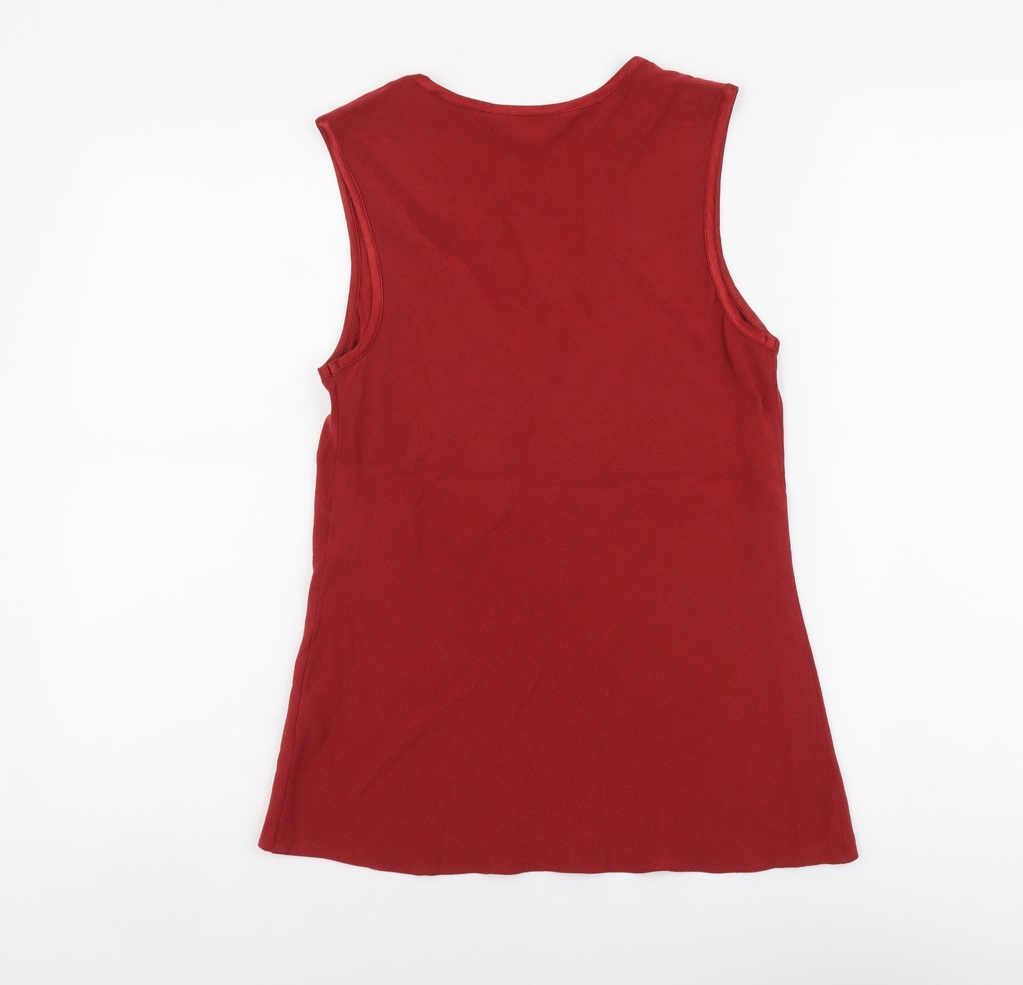BHS Womens Red Viscose Basic Tank Size 10 V-Neck