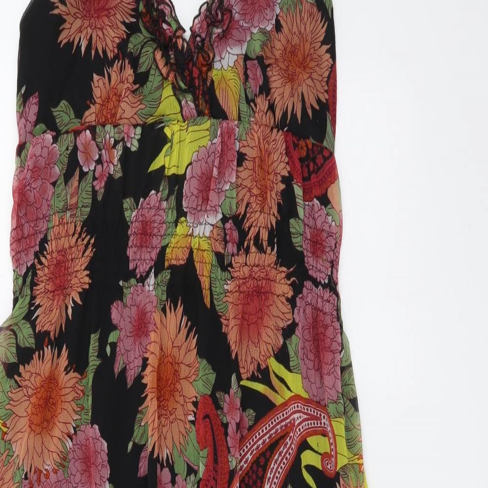 Mela London Womens Multicoloured Paisley Polyester Maxi Size M Halter Pullover - Shirred Back
